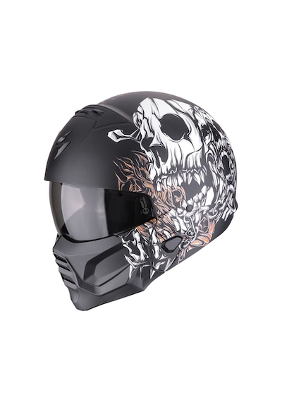 Scorpion Exo Combat 2 Genesis Modüler Kask Mat Siyah Beyaz Altın