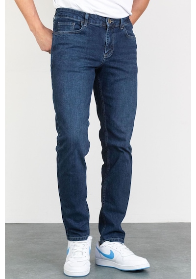 Hlt Jeans 492014020 Keven Taşlamalı Slim Fit Likralı Esnek Erkek Kot Pantolon - Koyu Mavi