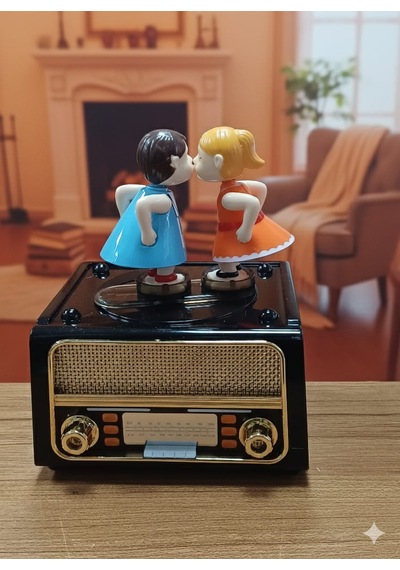 Öpüşen Sevgili Müzik Kutusu Radyo Görünümlü Sevgililer Günü Hediyesi -