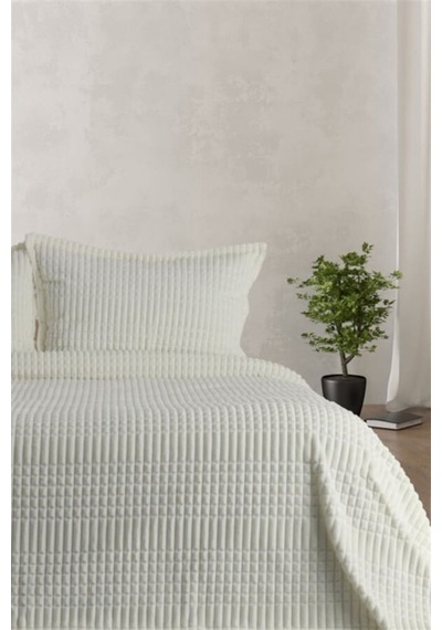 Merinos 3 Parça Modernline Yatak Örtüsü Ekru