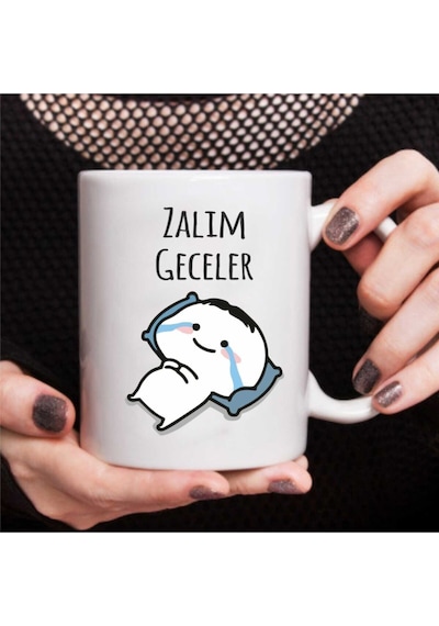 " Zalım Geceler" Baskılı Beyaz Kupa Bardak