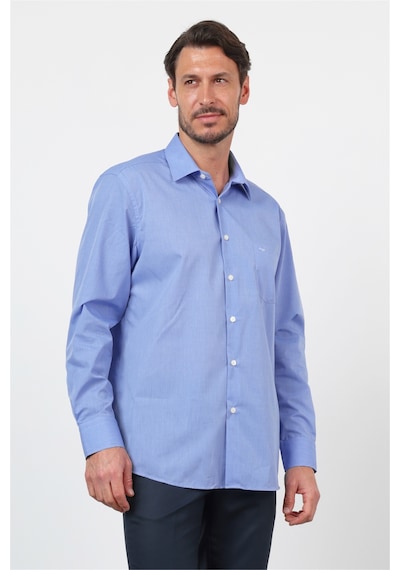 İmza Mavi Klasik Yaka Uzun Kol Cepli Comfort Fit Basic Pamuklu Gömlek 1004255002 Açık Mavi