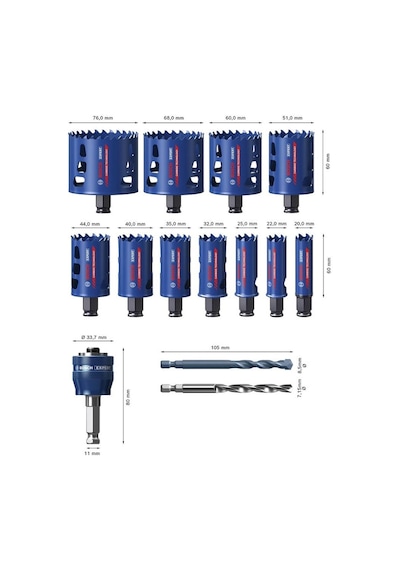Bosch Expert 14 Parça Sert Malzemeleri İçin Panç Seti - 2608900448