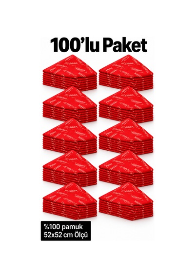 Herşeynota 100 Lü Atatürk İmzalı Kırmızı %100 Pamuk Fular 52x52 Cm Okul Tören Etkinlik Çok Renkli