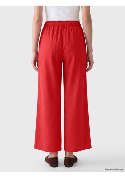 Lcw Modest Kırmızı Beli Lastikli Kadın Geniş Paça Pantolon