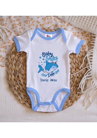 Bk Gift Bk Kids Kişiye Özel Mavi Bebek Body Zıbın - Model 15 0-3 Ay