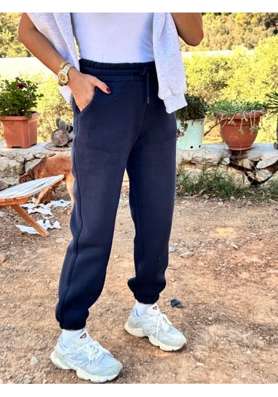 Çarşınet Kadın Eşofman Altı Üç İplik Jogger Kışlık Şardonlu Lacivert