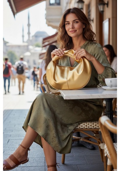 Glemix Helen Düğümlü Gold Trend Mini Kadın El Çantası Altın