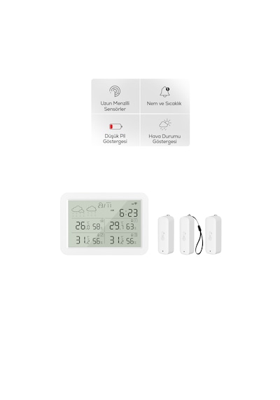 Dijital Termometre Monitörlü 4 Bölge Takipli İç-dış Mekan, Wifi, Akıllı İklim Sensörü X7510