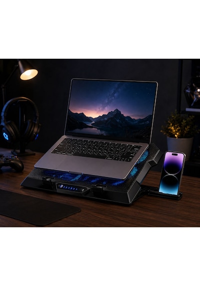 Monozone Z33 Işıklı Laptop Soğutucu 8 Fanlı 17inç Yükseklik Ayarlı Stand Sessiz Notebook Soğutucu