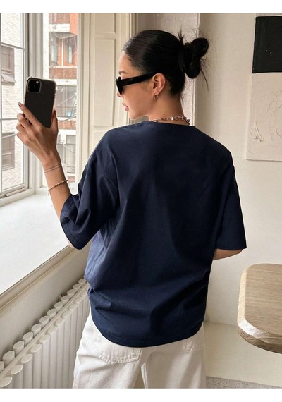 Uyguntarz Unisex Ars Longa Vita Brevis Baskılı Tasarım Tshirt Lacivert