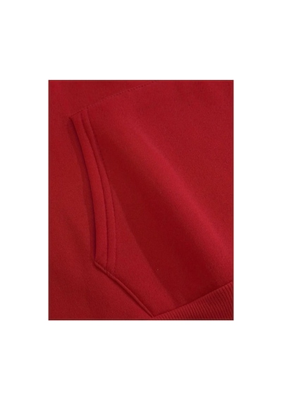 Herkesemoda Tatlı Kurdele Baskı Detaylı Kapüşonlu Sweatshırt Kırmızı