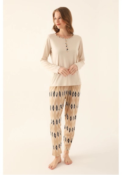 Pierre Cardin 8716 Kadın Pijama Takımı Bej V1 Bej