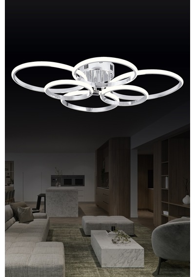 Pl 02 6 Model Krom 3 Renkli Salon Ve Oturma Odası İçin İdeal Alüminyum Avize, 75x10 Krom