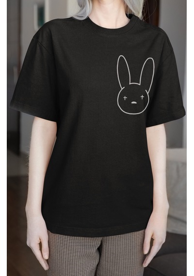 Sevbano Bad Bunny Rapper Şarkıcı Sırt Baskılı Unisex Oversize Tişört Siyah