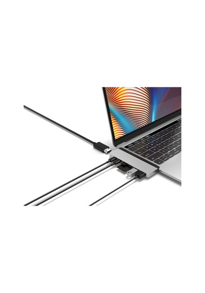 Apple Uyumlu Macbook Pro/air İçin Hyper Drive Duo 7'si 2 Arada Bağlantı İstasyonu - Uzay Grisi, Hd28c-gümüş, Gri