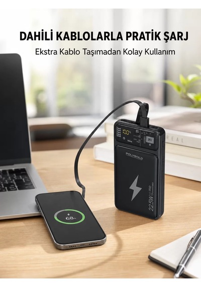 Powerbank 10000 Mah Dijital Göstergeli Taşınabilir Yeni Nesil Siyah