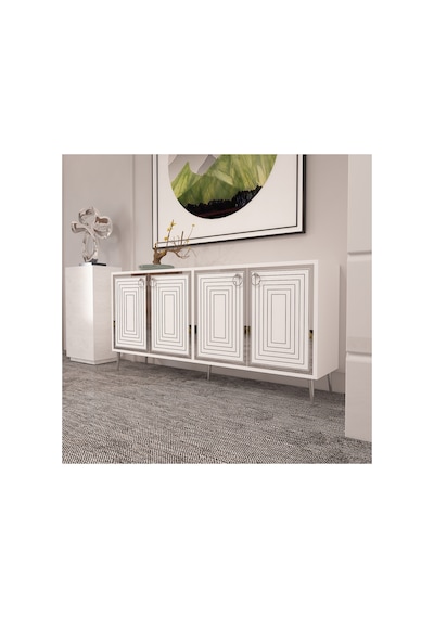 Palo 160 Cm Konsol Beyaz- Gümüş Beyaz - Gümüş