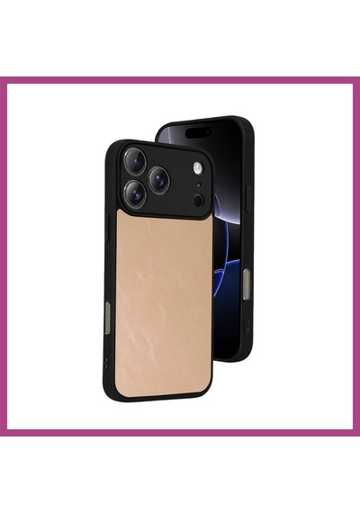 Gees Global Apple iPhone 17 Pro Max Uyumlu Aras Deri Kapak - Pudra Gbzs