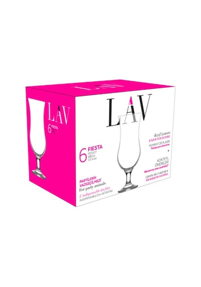 Lav Fiesta Cam Kokteyl Bardağı 6'lı 390 ml (Meşrubat/Smoothie /Milkshake/Soğuk Kahve Bardağı )