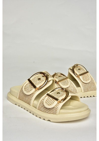 Fox Shoes U725792017 Bej Hasır Kadın Terlik Bej-hasır