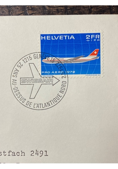 1972 İsvicre Hava Yollarının Swiss Air Kuzey Atlantic Uçuşlarının 25. Yıl Dönümü Geneve - New York Kennedy İnt. Airport Ve Özel İlk Gün Damgalı Zarf Fdc Teşhir Ürün 1972 İsvicre Hava Yollarının Swiss Air Kuzey Atlantic Uçuşlarının 25. Yıl Dönümü Geneve - New York Kennedy İnt. Airport Ve Özel İlk Gün Damgalı Zarf Fdc Teşhir Ürün