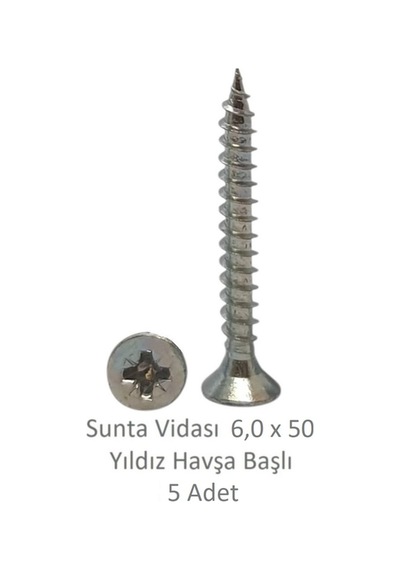Sunta Vidası, 6,0 X 50 Mm, 5 Adet, Yhb Vida 6 x 50