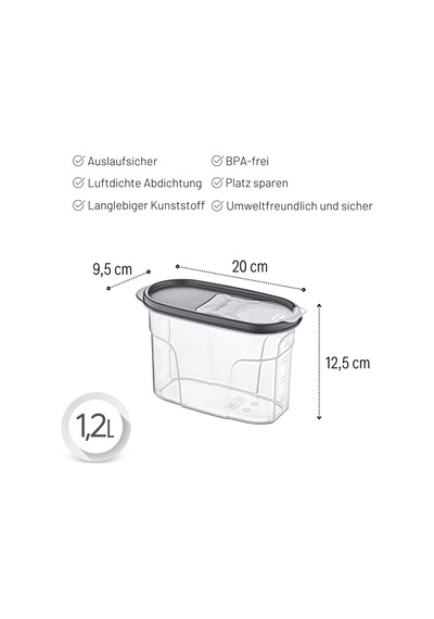 Embox Çift Kapak Sistemli Erzak Kabı - Hava Aldırmaz Kapaklı Saklama Kabı 1200 Ml 12 X 20 Cm Şeffaf
