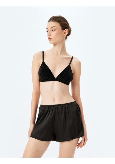 Koton Bol Kalıp Mini Saten Şort Pijama Altı Siyah 5wlk80012mw Siyah