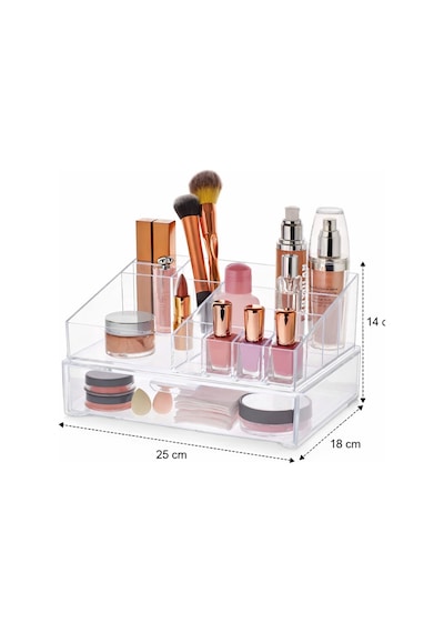 En Çok Tercih Edilen Akrilik Kozmetik Organizer, Çok Amaçlı Düzenleyici Makyaj,takı,kırtasiye ,25x18x14 Cm Şeffaf