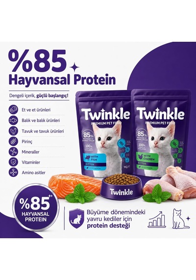 Yavru Kedi Maması 4 Kg - Tavuklu Ve Balıklı Kedi Maması -4'ü Set - 0-12 Ay Yavru Kediler İçin