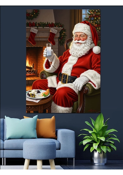 Ahşap Tablo Noel Baba Rakı Keyfi Ünlü Tabloları