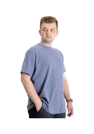 Mode Xl Büyük Beden Waffle Basic T-shirt 20033 Koyu Mavi
