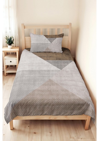 Gri Geometrik Modern Genç Odası Tek Kişilik Pike Takımı-antrasit Bej 160x220cm Kapitone Yatak Örtüsü Mat Ada Kabuğu