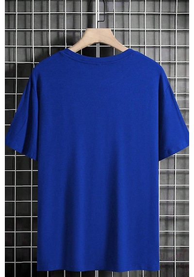Erkek Ny Baskılı Oversize Tshirt Mavi
