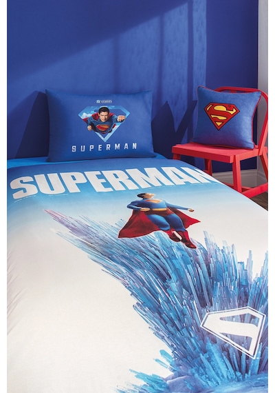Özdilek Superman Genesis Tek Kişilik Lisanslı Lastikli Çarşaf Çocuk Nevresim Takımı Mavi