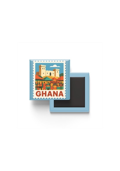 9x9 Cm Buzdolap Magnetleri - Gana - Ghana - 2'li Pul Temalı Set