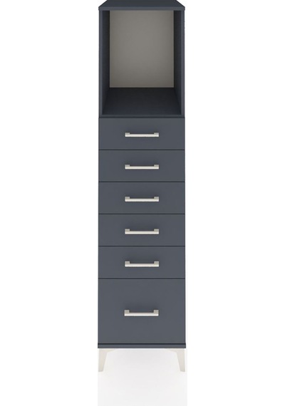 Kronos Dolap Tek Raflı 6 Çekmeceli 44x59x182 Antrasit-antrasit Antrasit