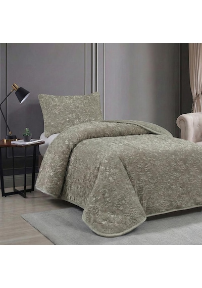 Soft Battaniye Tek Kişilik 180 X 240 Haki Yastık Kılıfı Hediyeli