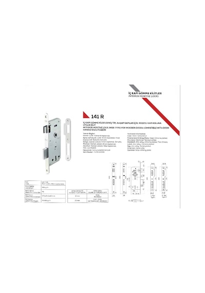 Kale 141r 45mm Ekstra Gömme Kapı Kilidi Tek Anahtarlı Rozet Delikli - Oval Krom