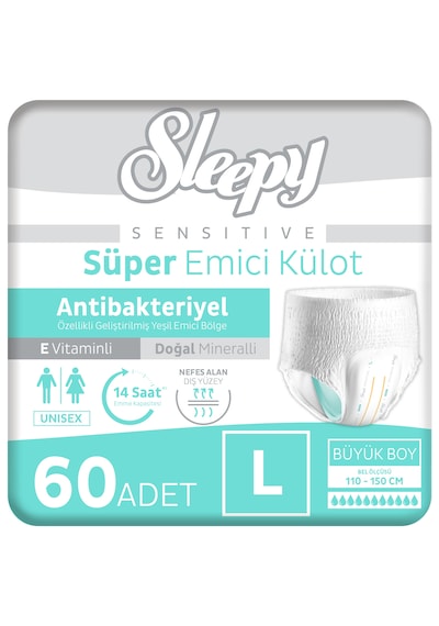 Sleepy Sensitive Antibakteriyel Emici Külot Large 30x2 60 Adet