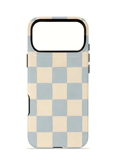 Apple iPhone Uyumlu 17 Pro Max Vorian Çift Katmanlı Magsafe Kılıf Powder Blue Checker
