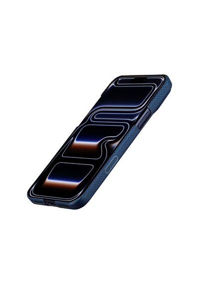 İphone 17 Pro Max Uyumlu Kılıf M-safe Şarjlı Aramid Fiber Pitaka Sakura Hours Serisi Kapak Lacivert