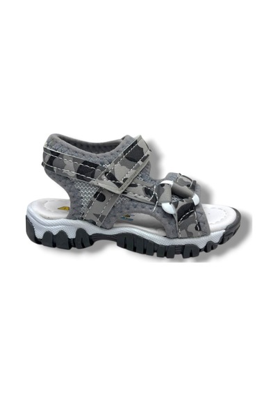 Arzen Bebe 225-26 Cırtlı Anatomik Erkek Bebek Sandalet Kamuflaj Gri 19-21