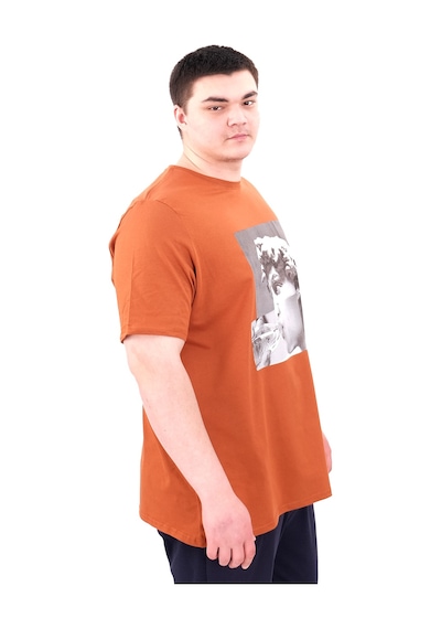 Mode Xl Büyük Beden Erkek T-shirt Bisiklet Yaka Statue U25027 Tarçın Kahverengi