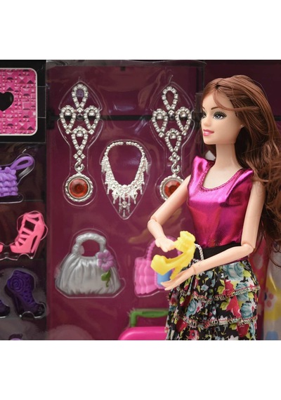 Beauty Sonsuz Hareket Bebekli Aksesuarlı Pembe Gardrop