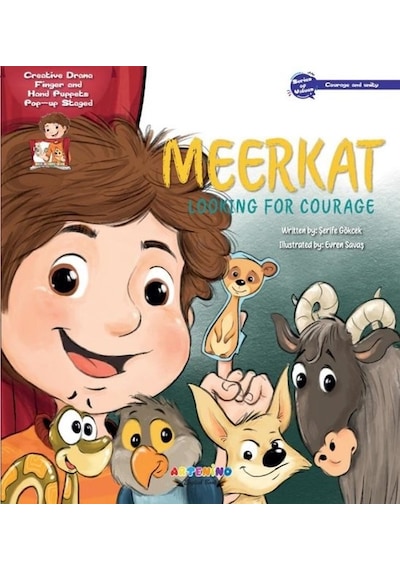 Meerkat Looking For Courage - Creative Drama Finger and Hand Puppets Pop-up Staged - Şerife Gökcek - Artenino Yayıncılık
