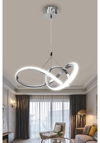 3 Renk Krom Modern Sarkıt Led Avize 3 Mod Krom