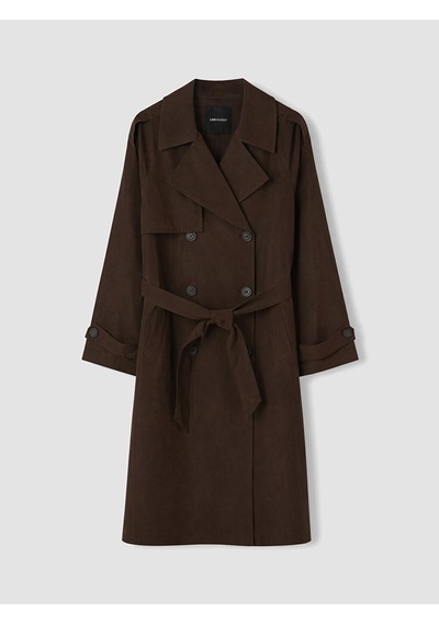 Lcw Modest Kahverengi Kuşaklı Kadın Gabardin Trençkot