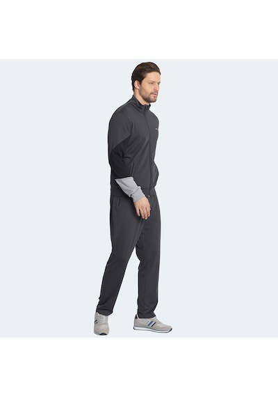 Slazenger RAPID Erkek Fermuarlı Dik Yaka Cepli Koyu Gri Eşofman Takımı